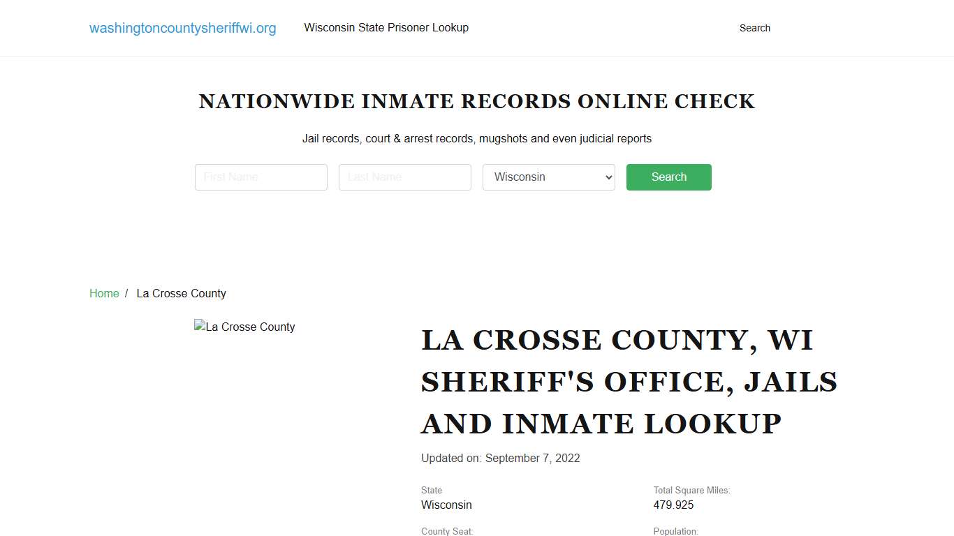 La Crosse County WI Sheriff's Office, Jails and Inmate Lookup
