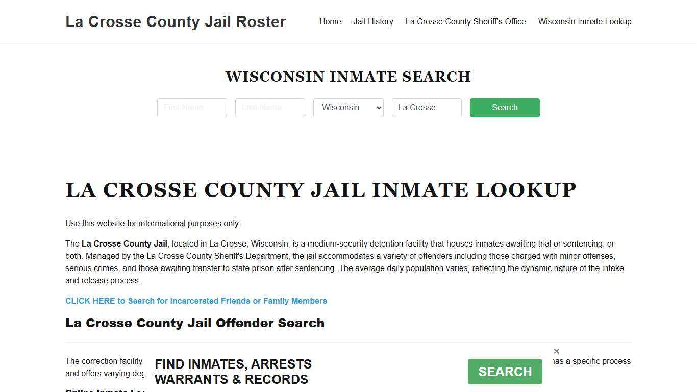 La Crosse County Jail Roster Lookup, WI, Inmate Search